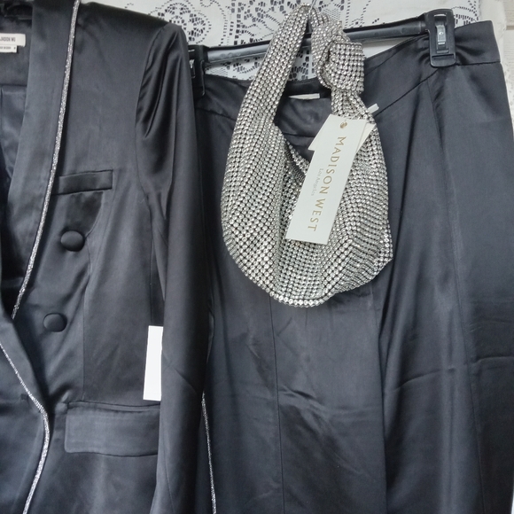 NWT 2PC SUIT Jason Wu Black Jeweled Blazer/Trousers Size: M/8 - Picture 7 of 15